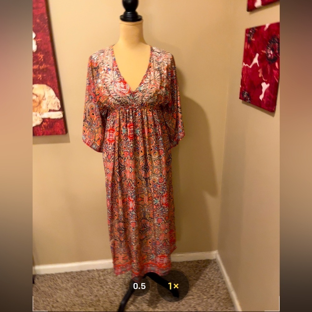 Anthropology Live Kyla Boho Print Silk Blend Midi, size Small
